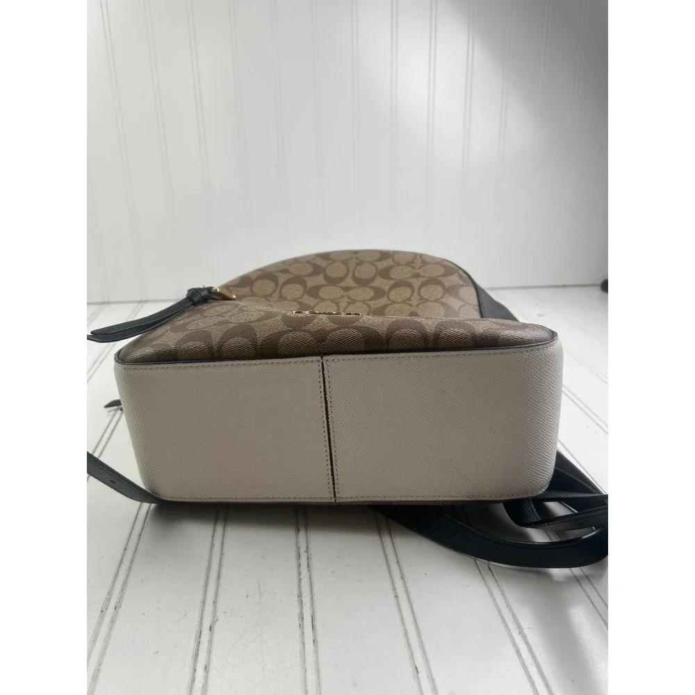 Coach Brown Signature Canvas Mini Backpack with Black Trim